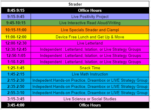 Strader schedule Strader schedule